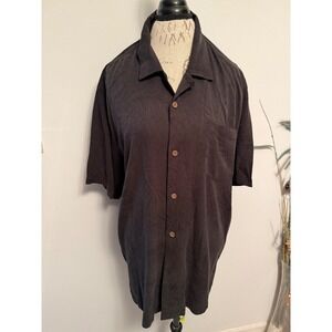 Tommy Bahama Mens Silk Short Sleeve Button‎ Down Shirt Tropical Leaf Print XL TG